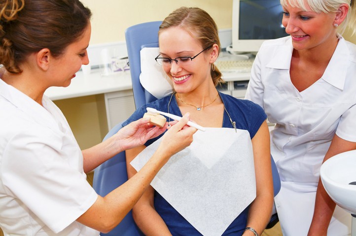 Dentist and Hygienist with Patient