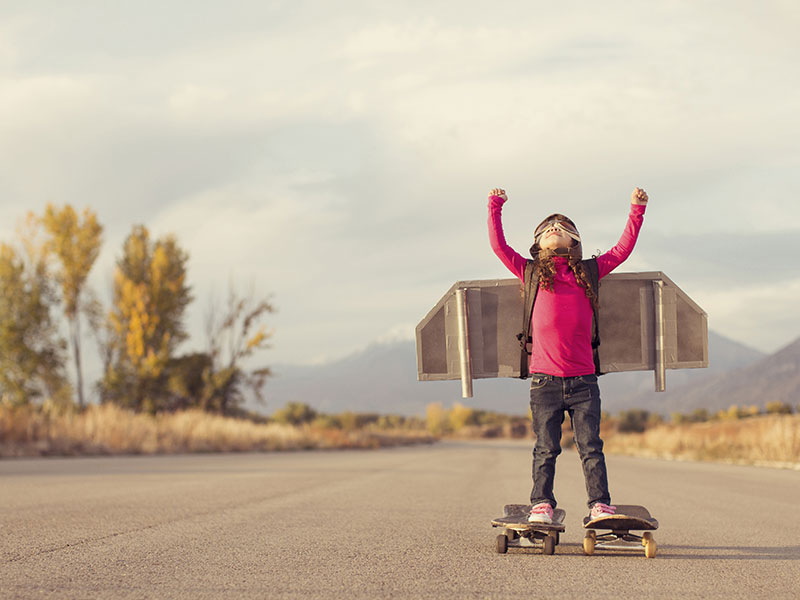 Girl wearing wings